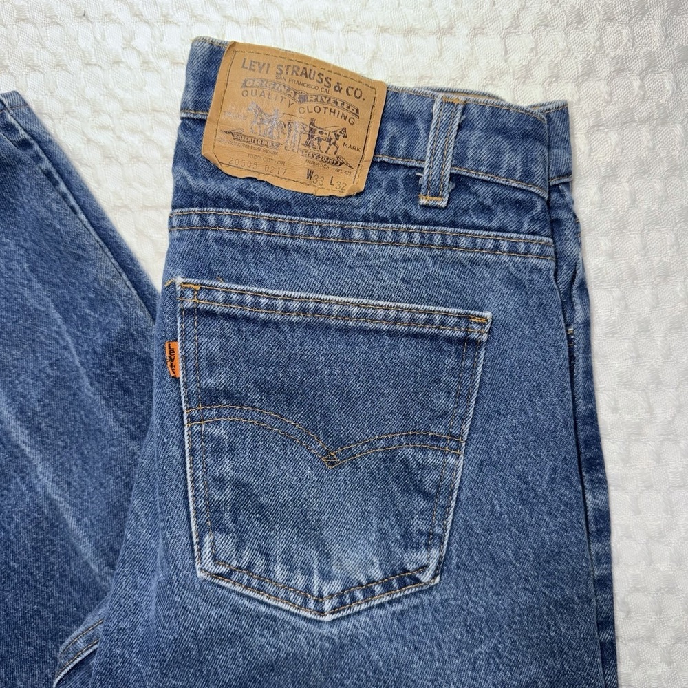 Vintage 80s Levis Limited Edition Made In USA 20505-0217 Orange Tab Jeans 33x32